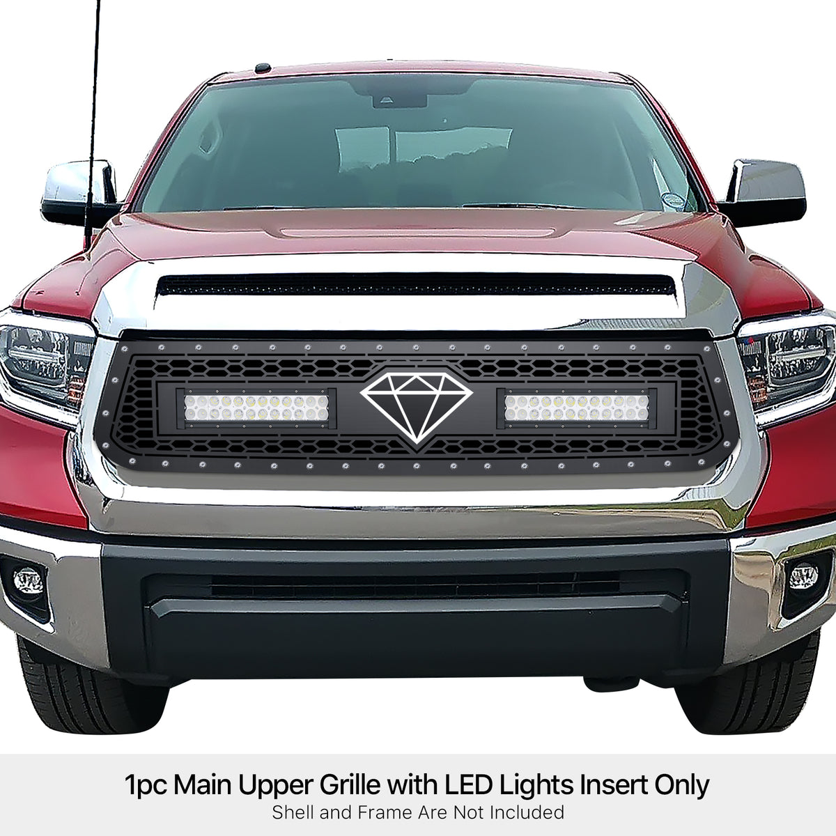 Stainless Steel Main Upper Sheet Grille 2014-2017 Toyota Tundra Not fit with front sensor behind logo GR20LEI85L