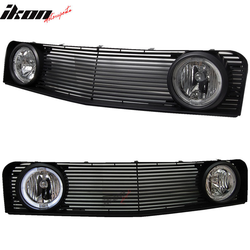 2005-2009 Ford Mustang Black Mesh Front Upper Grille Halo Fog Lights