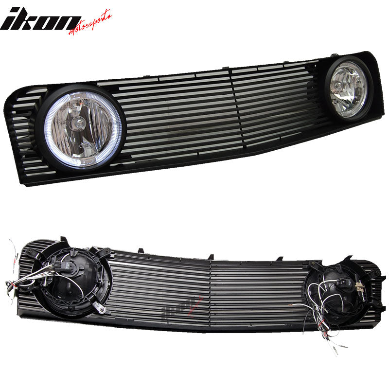 2005-2009 Ford Mustang Black Mesh Front Upper Grille Halo Fog Lights