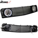 2005-2009 Ford Mustang Black Mesh Front Upper Grille Halo Fog Lights