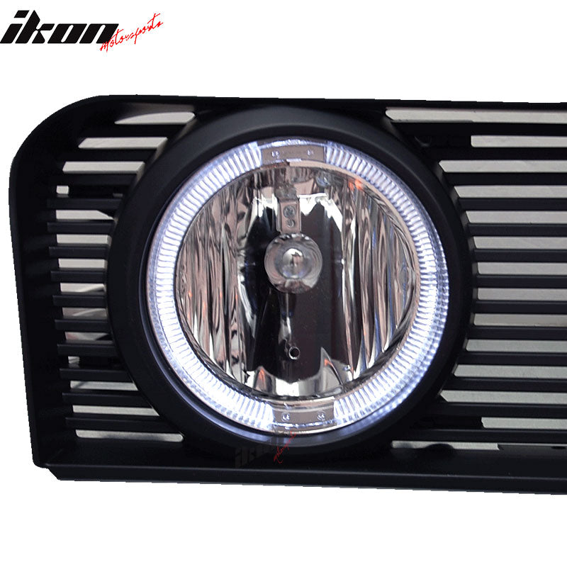2005-2009 Ford Mustang Black Mesh Front Upper Grille Halo Fog Lights