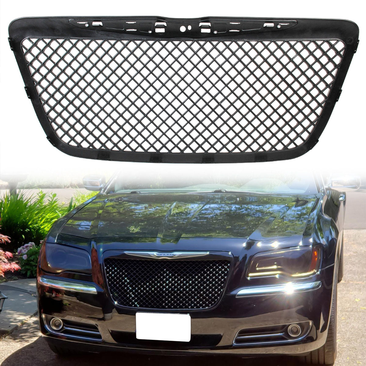 2011-14 Chrysler 300 300C Grill B Style Black Mesh Vehicle Grille ABS