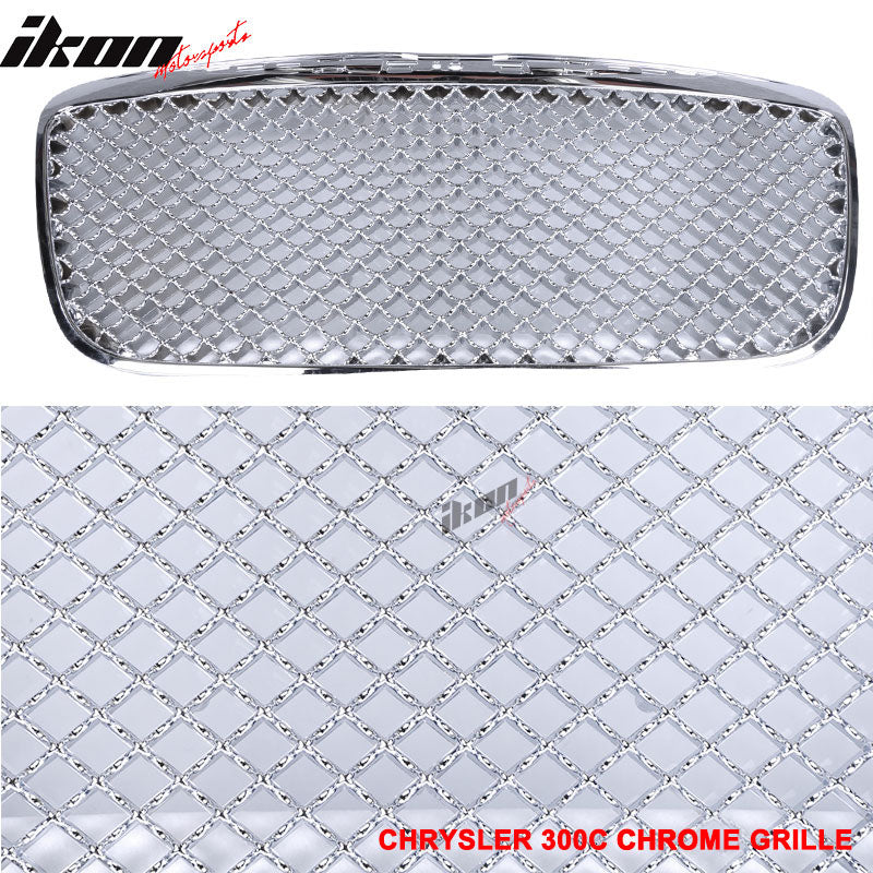 2011-2014 Chrysler 300 300C B Style Chrome Front Mesh Grille ABS