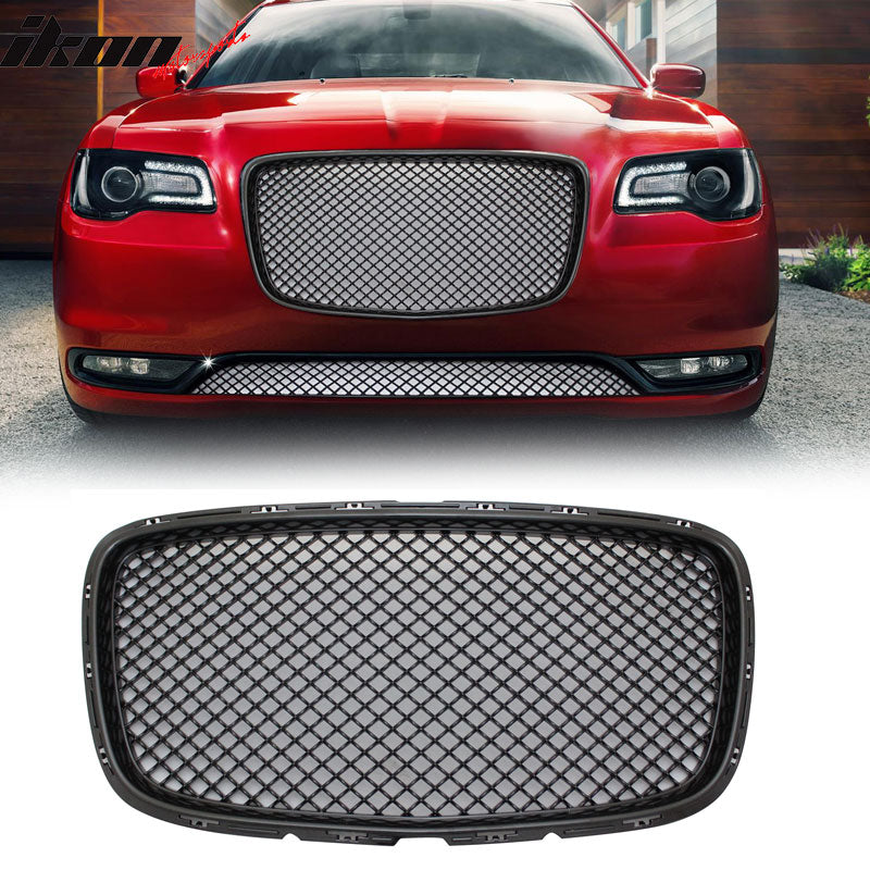 2015-2023 Chrysler 300 300C B Style Black Front Bumper Upper Grille