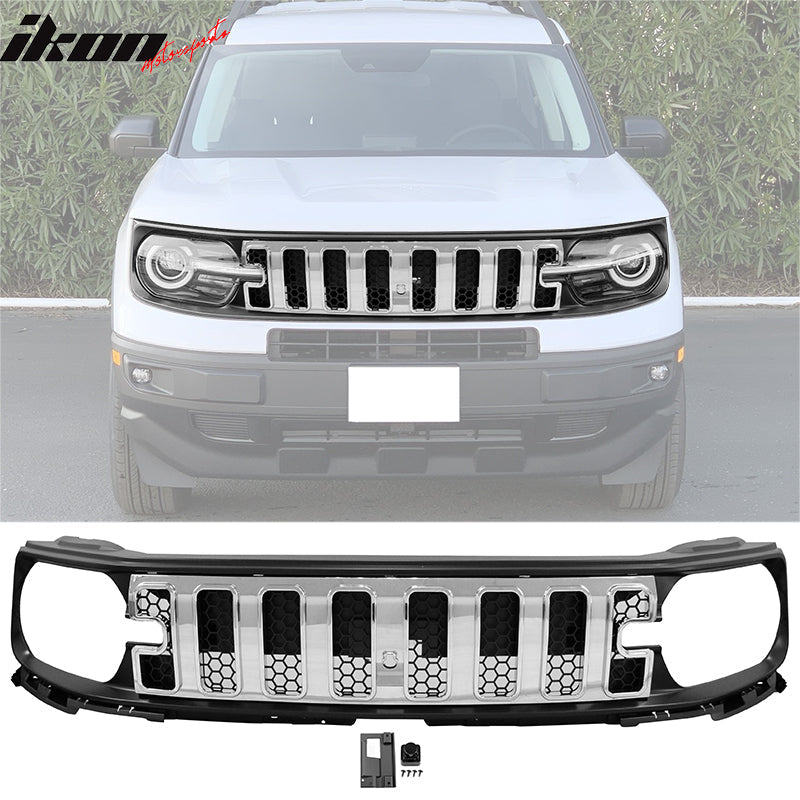 2021-2025 Ford Bronco Sport Grille Upper Guard Chrome Black Mesh Grill