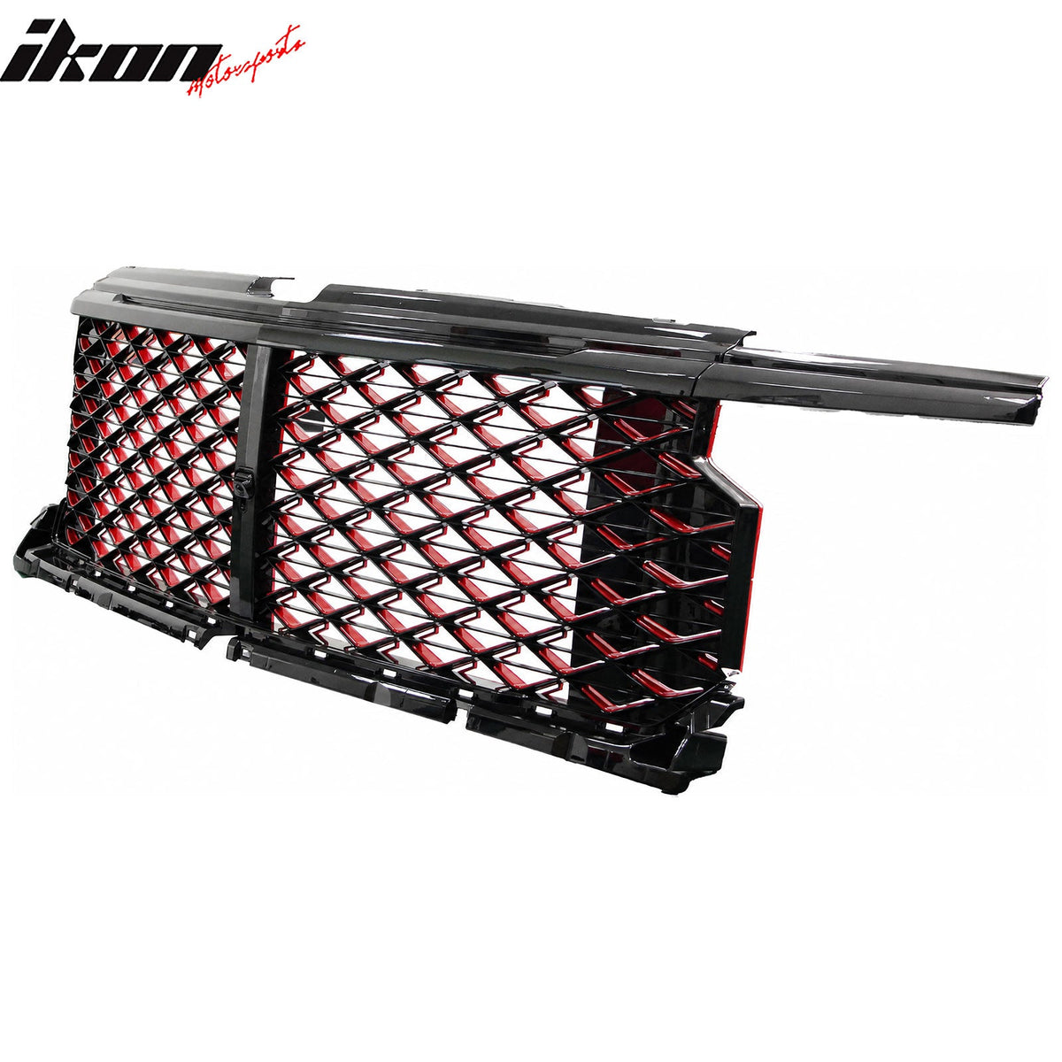 2022-2024 Chevrolet Silverado 1500 (Not Fit ZR2 Model) Front Bumper Hood Upper Mesh Grille Replacement Bently Style Black with Red Mesh