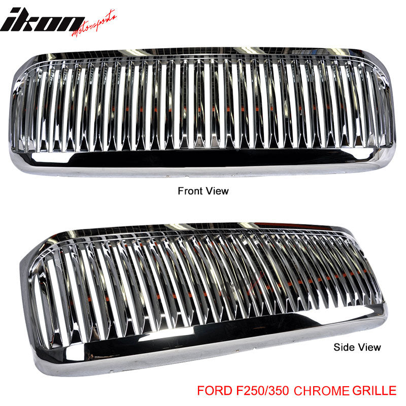 1999-2004Â Ford F250 F350 Excursion Vertical Hood Grill Grille Chrome