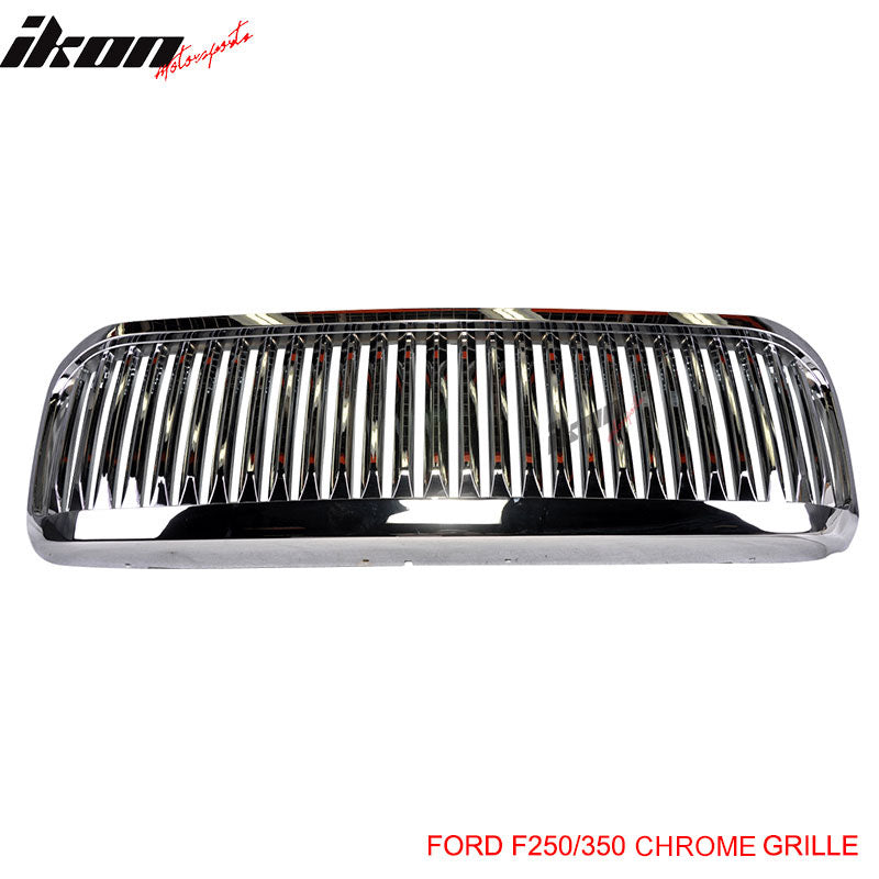 1999-2004Â Ford F250 F350 Excursion Vertical Hood Grill Grille Chrome