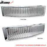 2007-2013 Chevy Silverado 1500 Front Vertical Hood Grille Chrome ABS