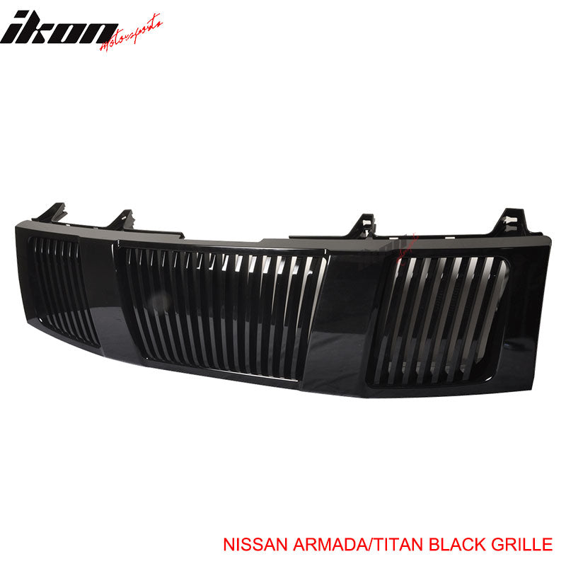 2004-2007Â Nissan Titan Front Hood Grille Vertical Style Black ABS