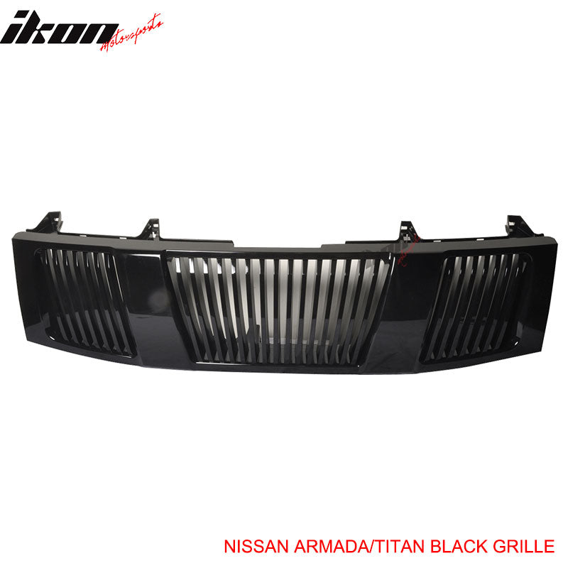 2004-2007Â Nissan Titan Front Hood Grille Vertical Style Black ABS