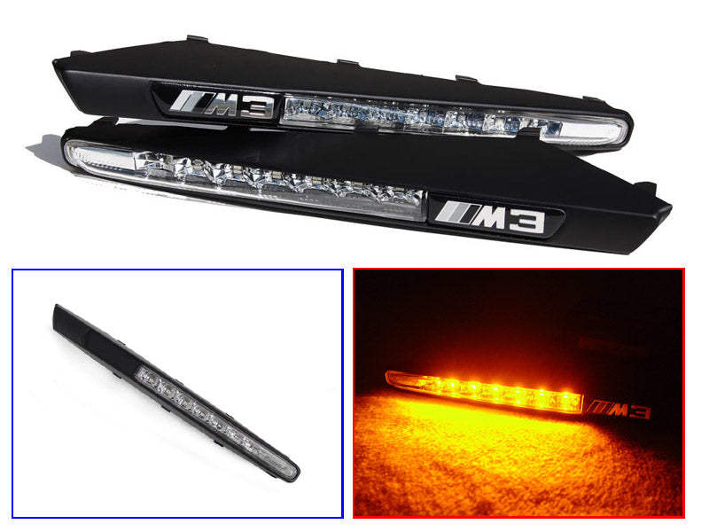 2008+ Bmw E90 / E92 / E93 M3 Grill Fender Amber Led Clear Side Marker With Black Frame