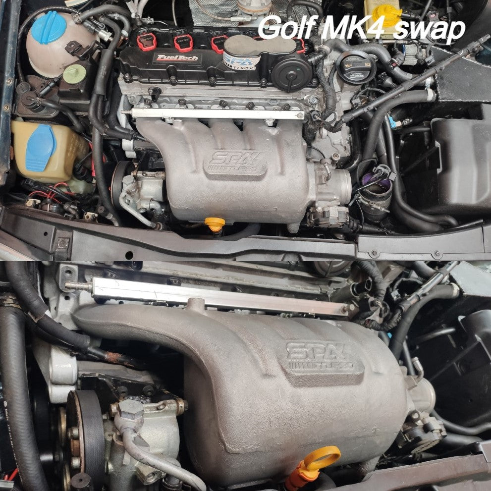 Turbo manifold, cast aluminum valve cover & intake manifold for VW Jetta/Golf MK4 2.5L 5-cyl 20V 07K.