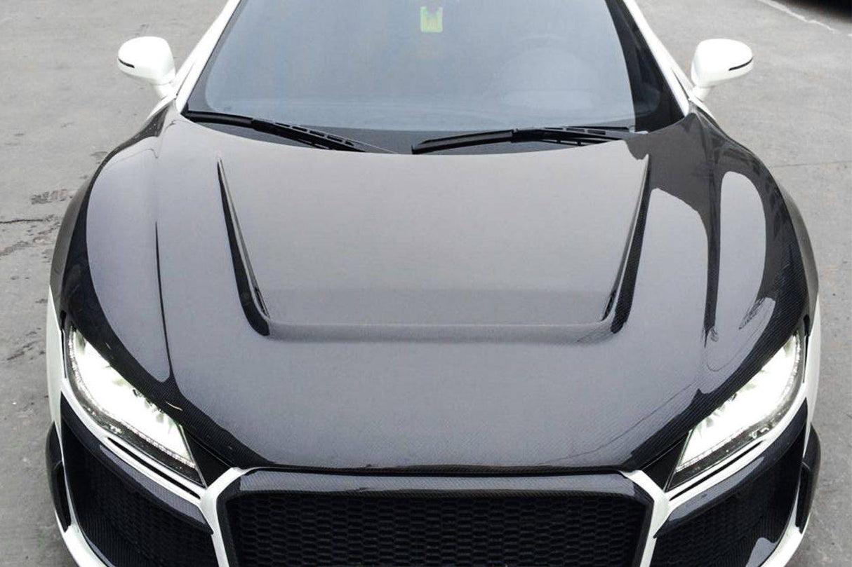 2006-2015 Audi R8 Coupe   Spyder P Style Carbon Fiber Hood