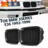 Matte Black Front Kidney Grille Set for BMW E36 1992-1996 – 318i / 325i Sport Hood Grilles