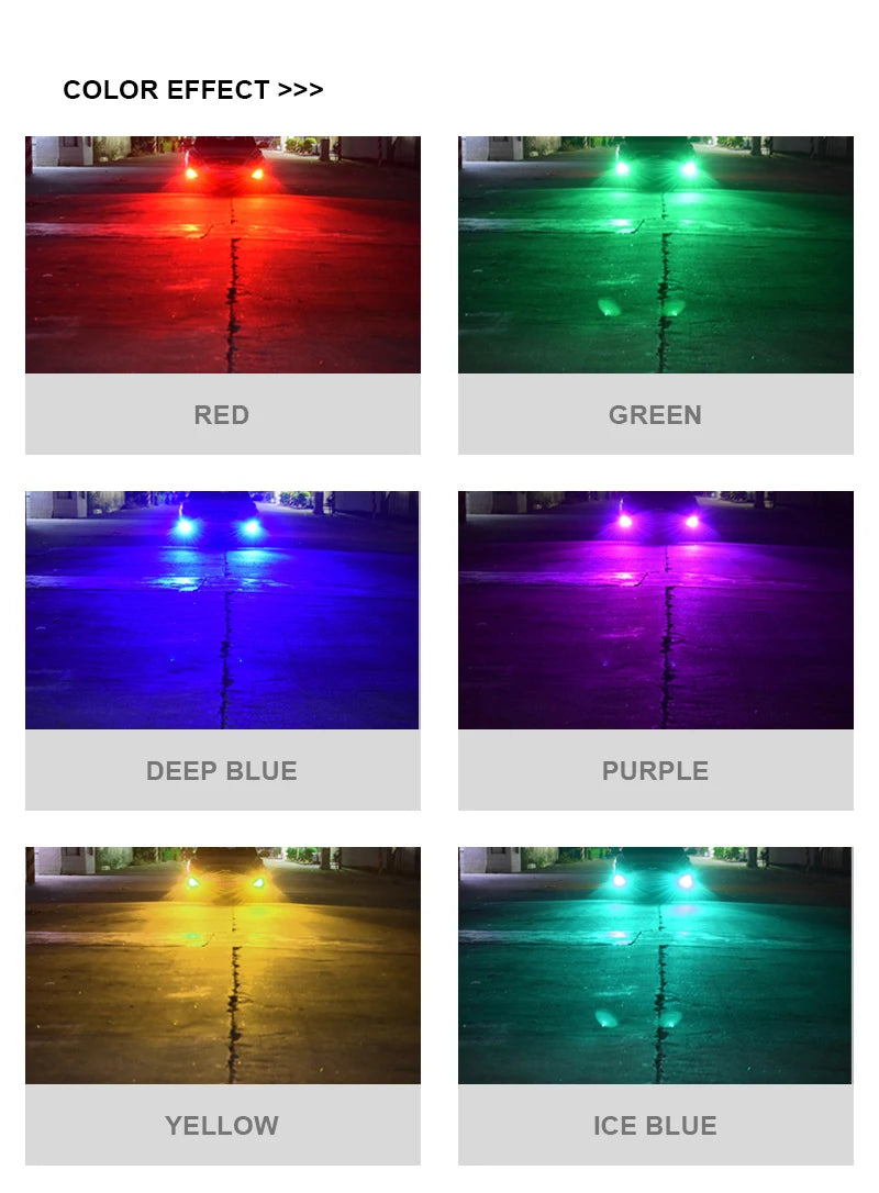 RGB LED Headlight Bulb Kit with App Control – Multi-Fit H1 H4 H7 H11 9005 9006 D2S D3S (Pair)