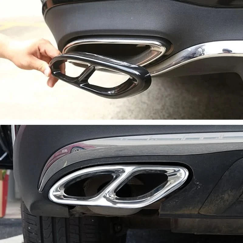 Gloss Black Stainless Steel Exhaust Tip Covers – Mercedes C / E / A / B / GLC Class