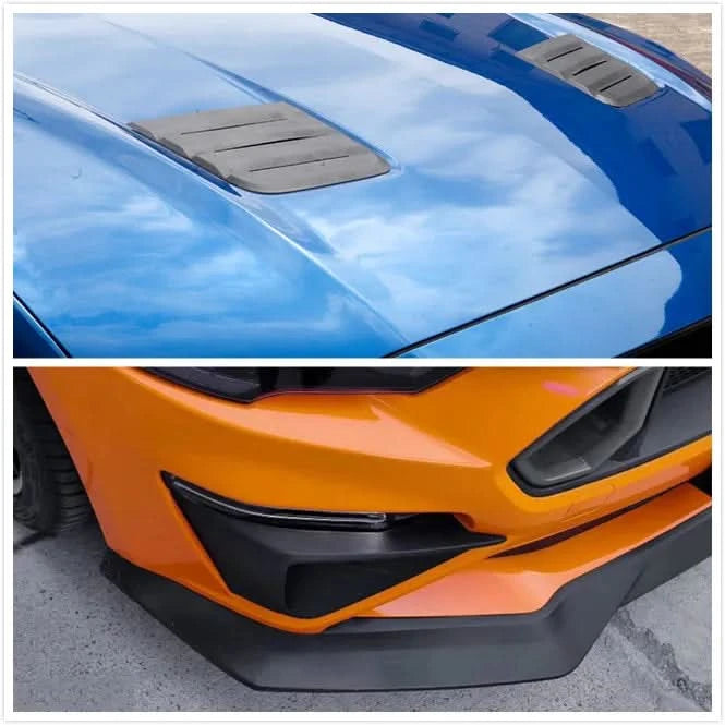 Front Hood Intake Vent Louvers & Fog Light Winglet Cover Trim for Ford Mustang 2018–2022 | Aggressive Front-End Styling Upgrade
