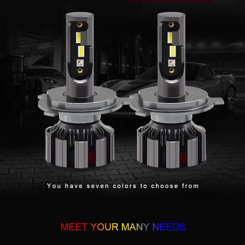 RGB LED Headlight Bulb Kit with App Control – Multi-Fit H1 H4 H7 H11 9005 9006 D2S D3S (Pair)