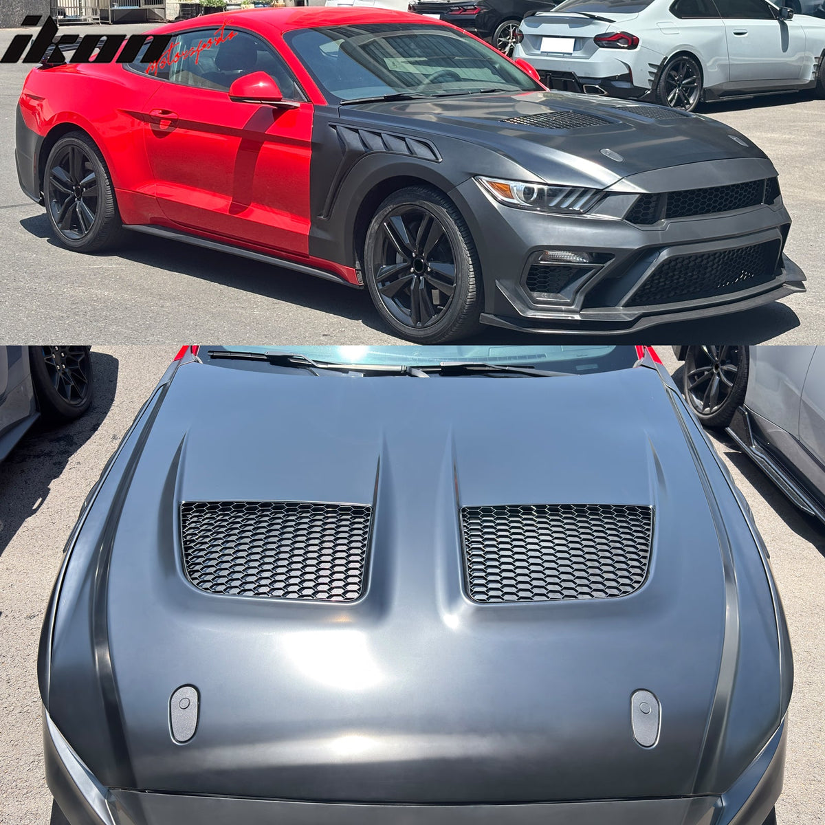 Front Hood for Ford Mustang V6/GT/GT350 2015-2017 GTD Style Black Aluminum