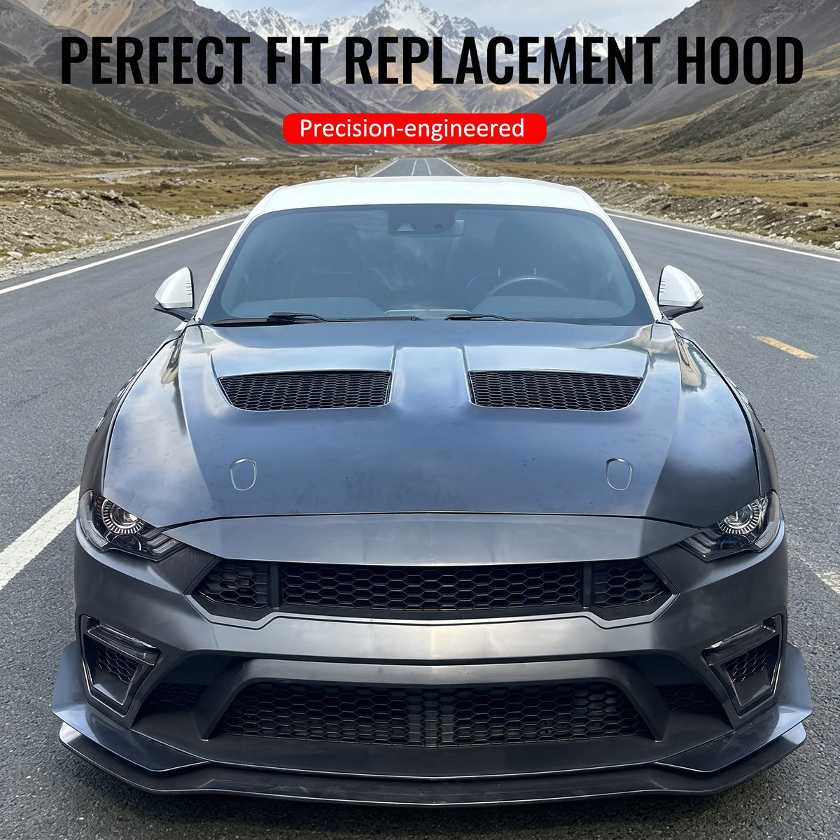 Front Hood Cover Bonnet for Ford Mustang 2018-2023 GTD Style Aluminum