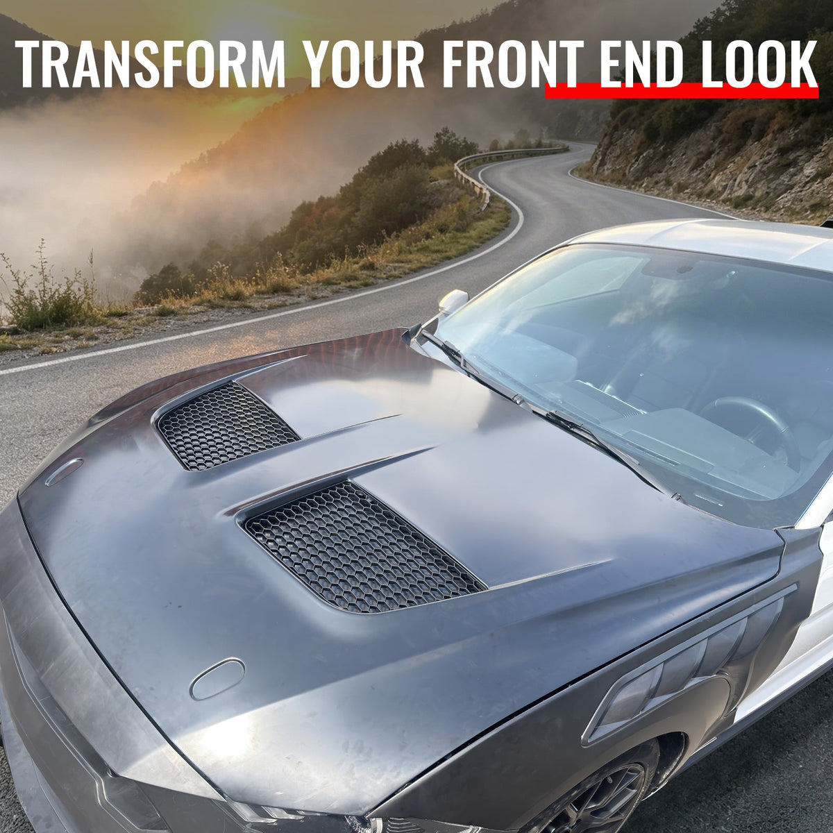 Front Hood Cover Bonnet for Ford Mustang 2018-2023 GTD Style Aluminum