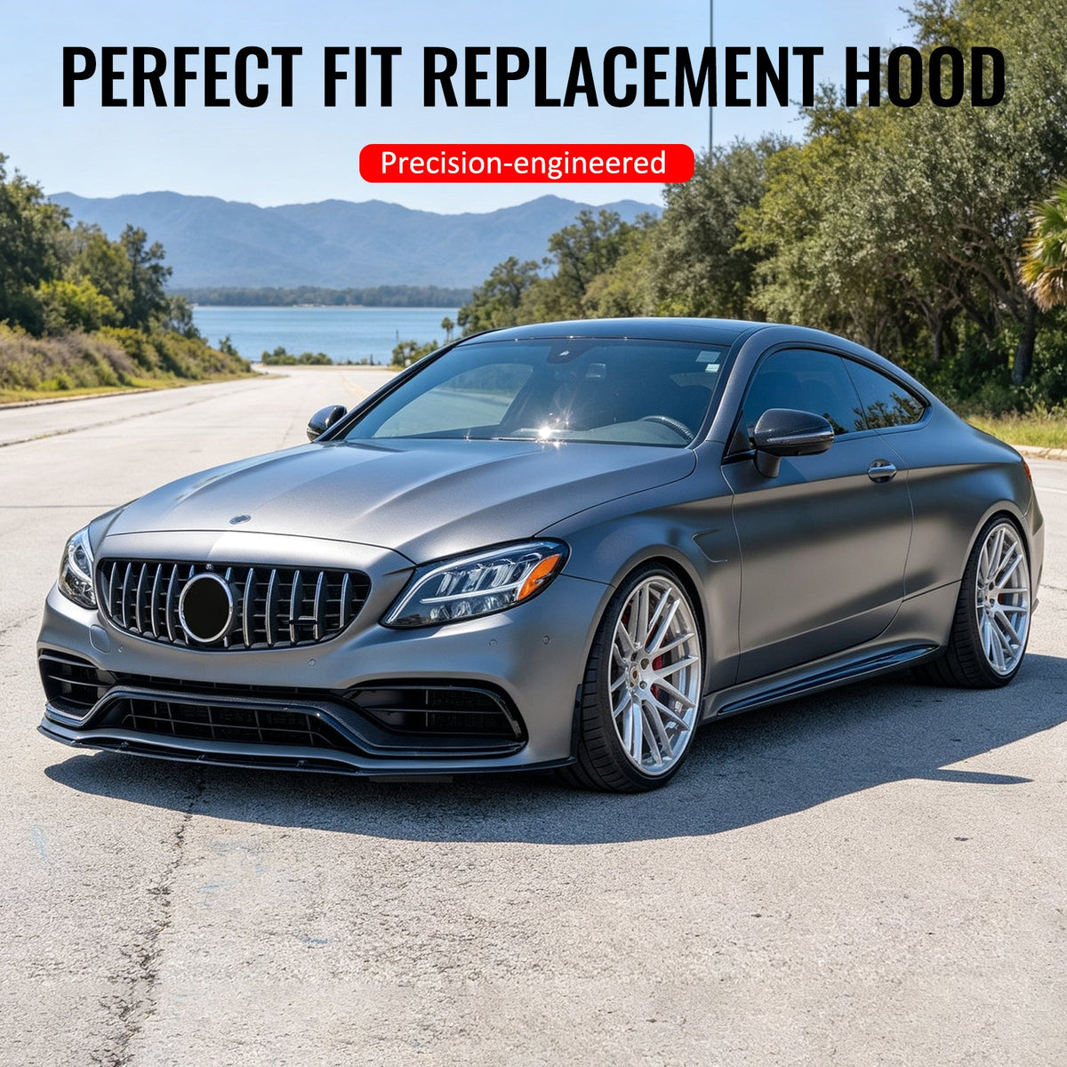 2015–2021 Benz C-Class W205 C63 Style Front Hood Scoop Vent Aluminum