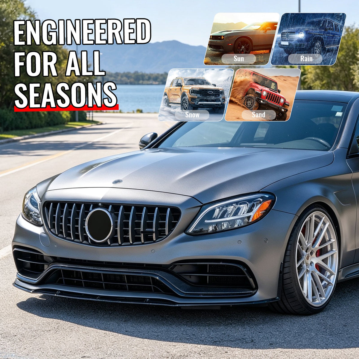 2015–2021 Benz C-Class W205 C63 Style Front Hood Scoop Vent Aluminum
