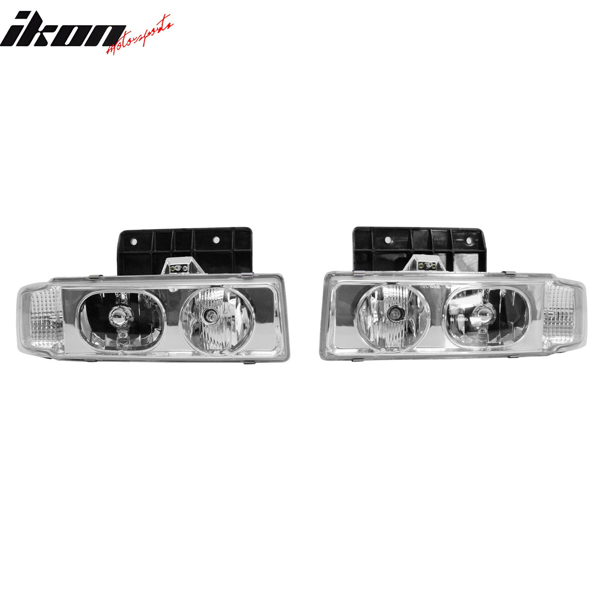 1995-2005 Chevrolet Chevy Astro 2PCS Driver Passenger Side Front Bumper Driving Headlights Head Lamps Assembly Replacement Chrome Housing Clear Lens