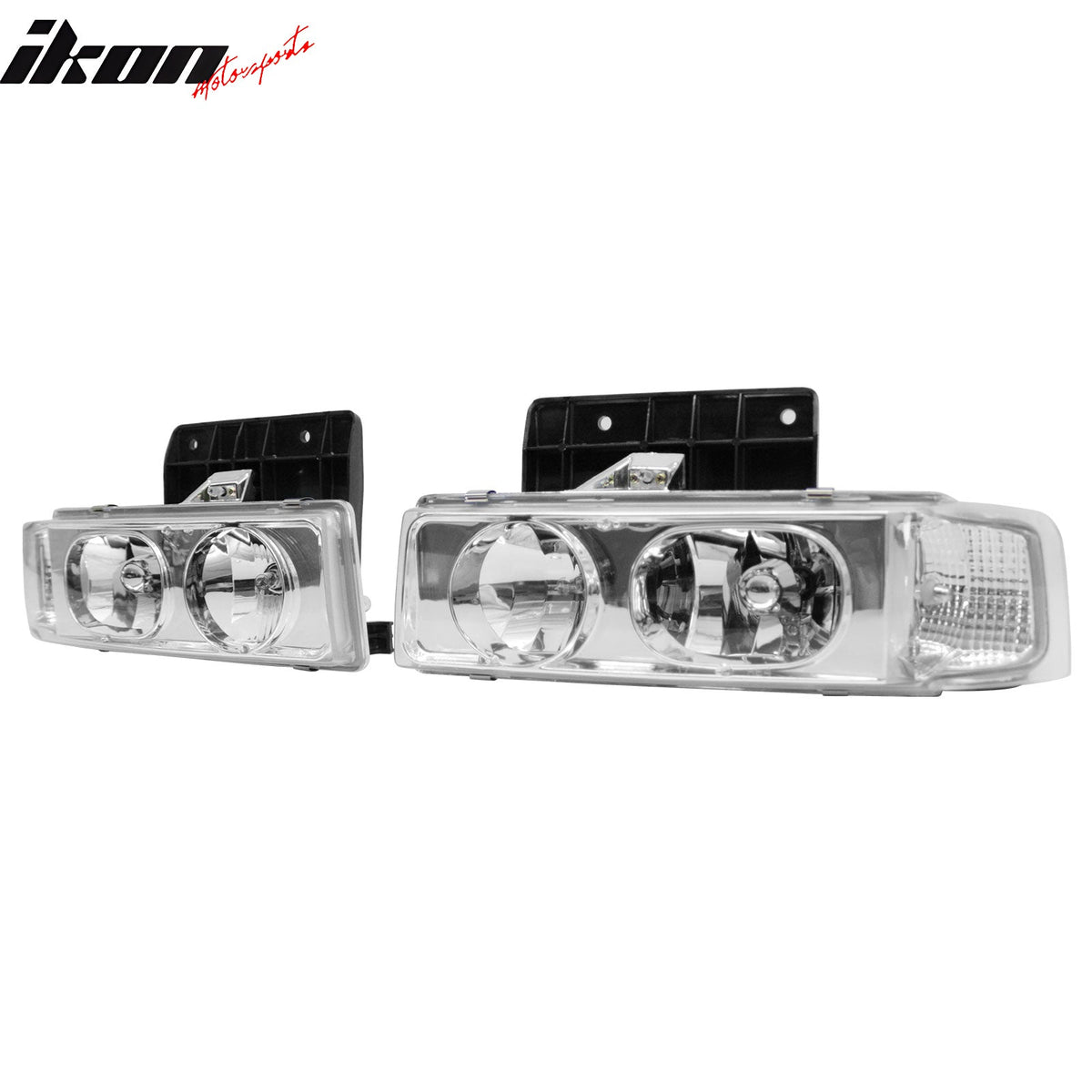 1995-2005 Chevrolet Chevy Astro 2PCS Driver Passenger Side Front Bumper Driving Headlights Head Lamps Assembly Replacement Chrome Housing Clear Lens