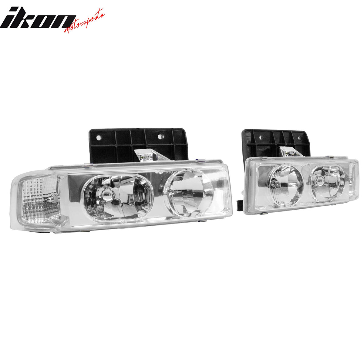 1995-2005 Chevrolet Chevy Astro 2PCS Driver Passenger Side Front Bumper Driving Headlights Head Lamps Assembly Replacement Chrome Housing Clear Lens