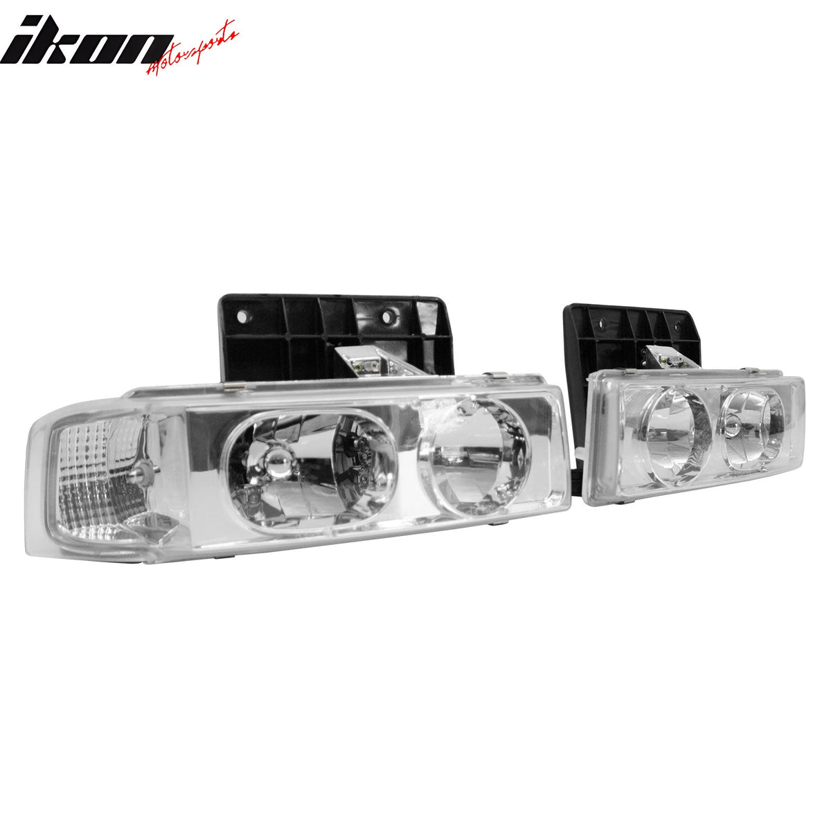 1995-2005 Chevrolet Chevy Astro 2PCS Driver Passenger Side Front Bumper Driving Headlights Head Lamps Assembly Replacement Chrome Housing Clear Lens