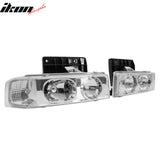 1995-2005 Chevrolet Chevy Astro 2PCS Driver Passenger Side Front Bumper Driving Headlights Head Lamps Assembly Replacement Chrome Housing Clear Lens
