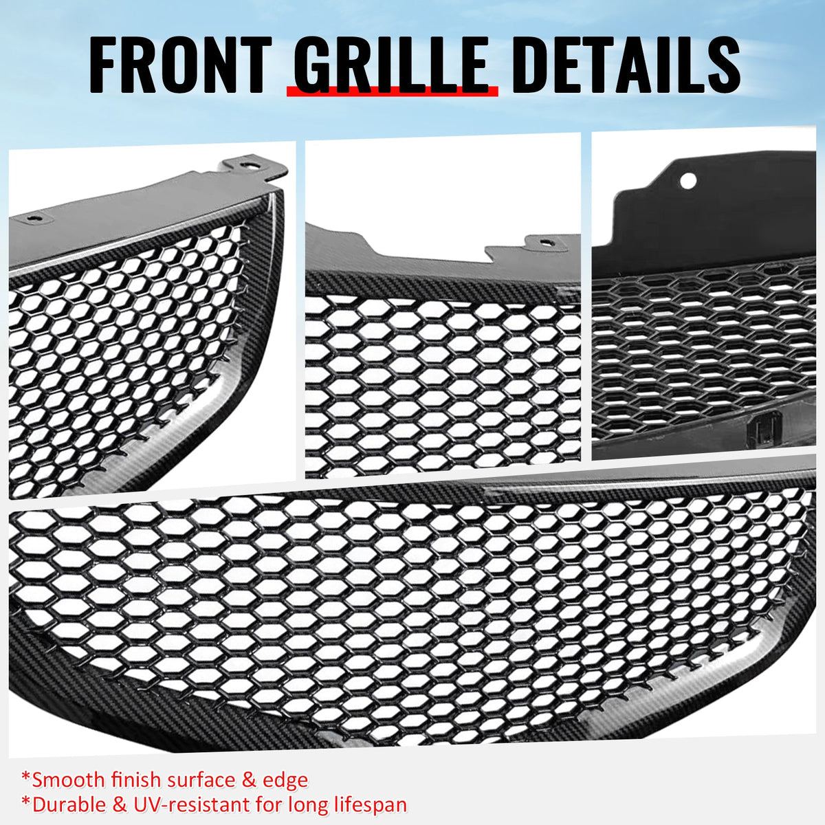 2004-2006 Acura TL Honeycomb Style Front Bumper Upper Grille w/ Frame Carbon Fiber Print ABS