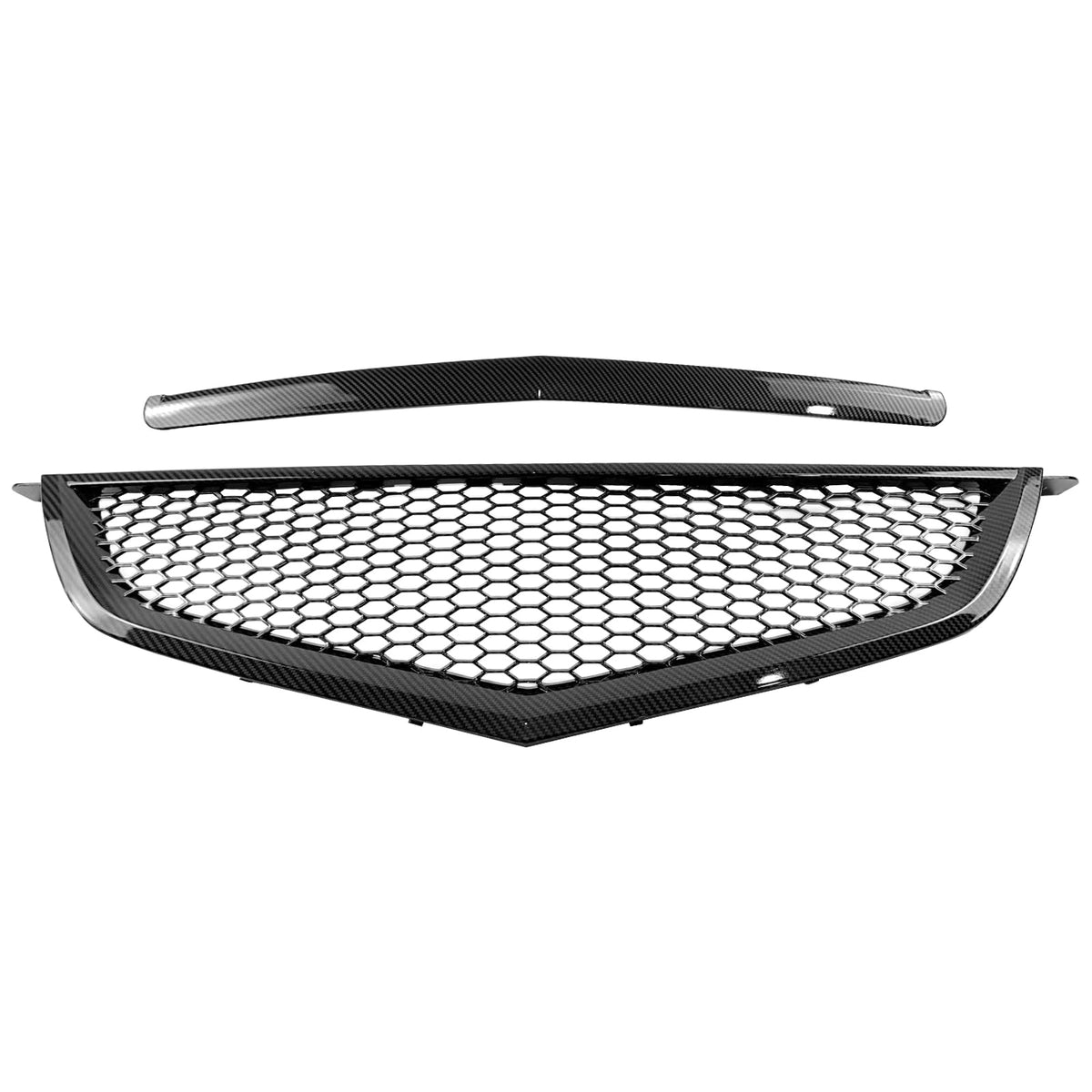 2004-2006 Acura TL Honeycomb Style Front Bumper Upper Grille w/ Frame Carbon Fiber Print ABS