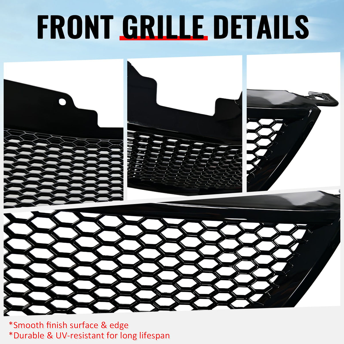 2004-2006 Acura TL Honeycomb Style Front Bumper Upper Grille w/ Frame Gloss Black ABS