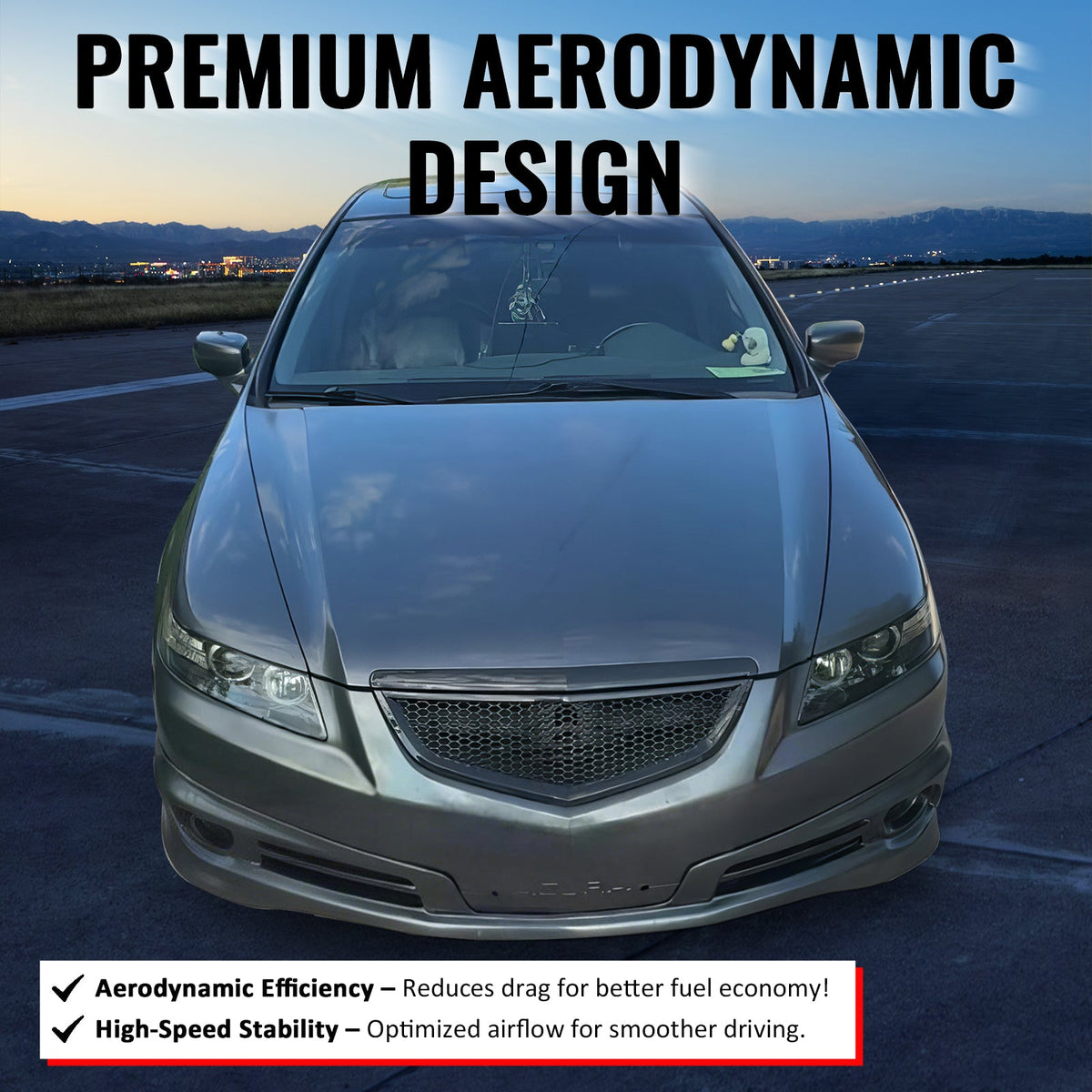2004-2006 Acura TL Honeycomb Style Front Bumper Upper Grille w/ Frame Gloss Black ABS