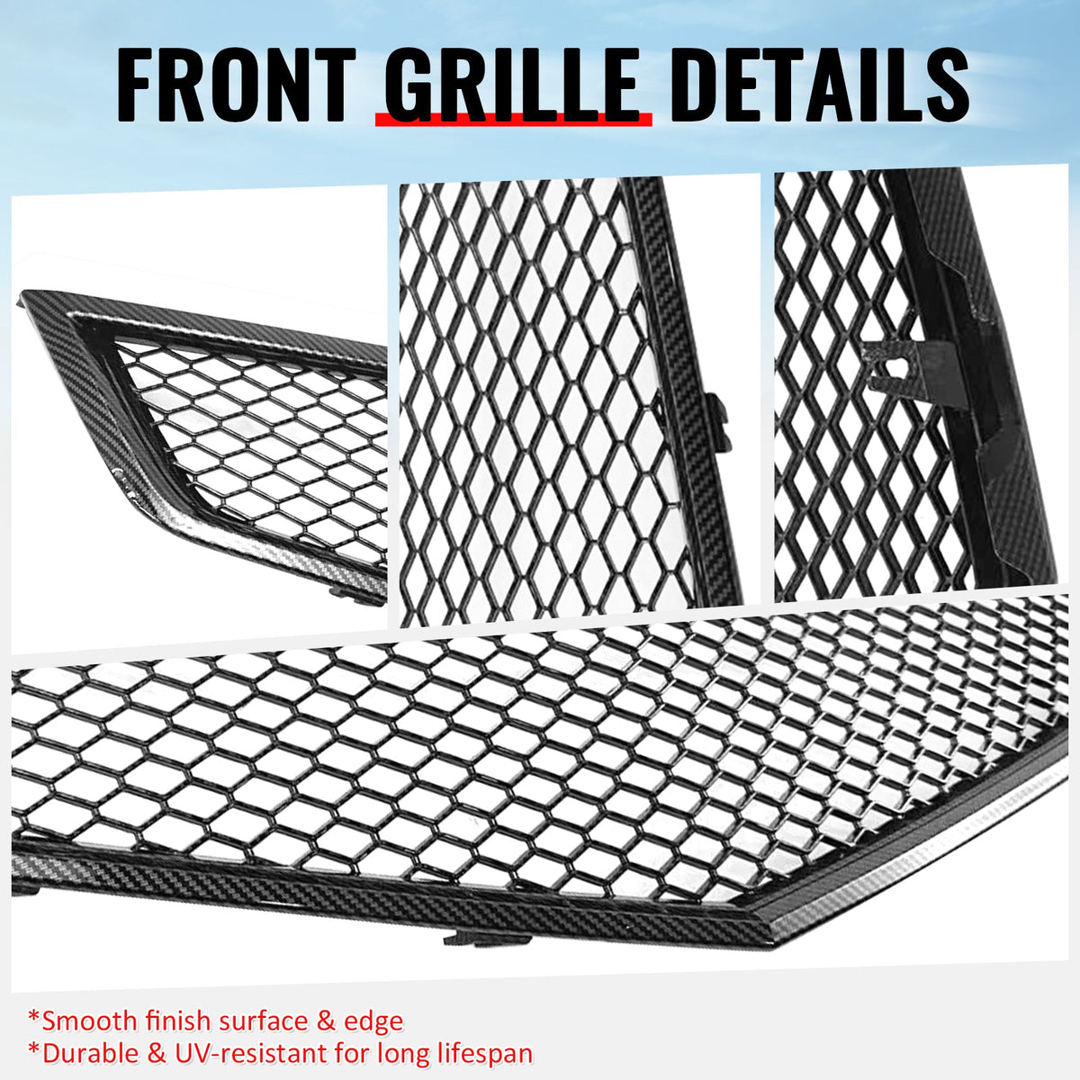2006-2008 Acura TSX Honeycomb Style Front Bumper Upper Grille Replacement Carbon Fiber Print ABS