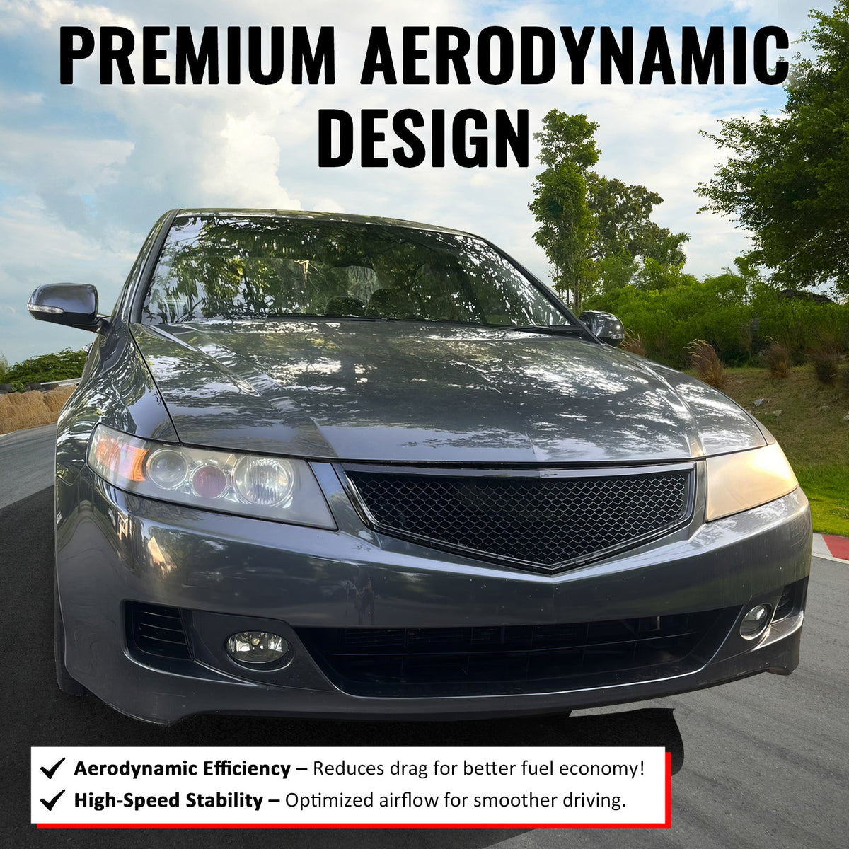 2006-2008 Acura TSX Honeycomb Style Front Bumper Upper Grille Replacement Carbon Fiber Print ABS