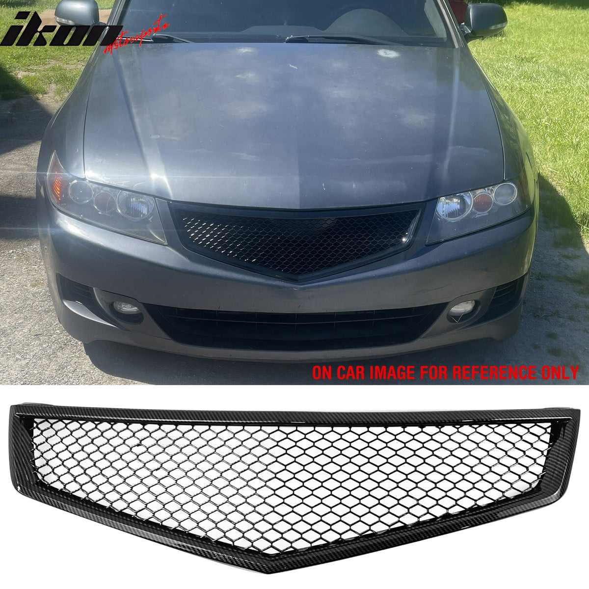 2006-2008 Acura TSX Honeycomb Style Front Bumper Upper Grille Replacement Carbon Fiber Print ABS