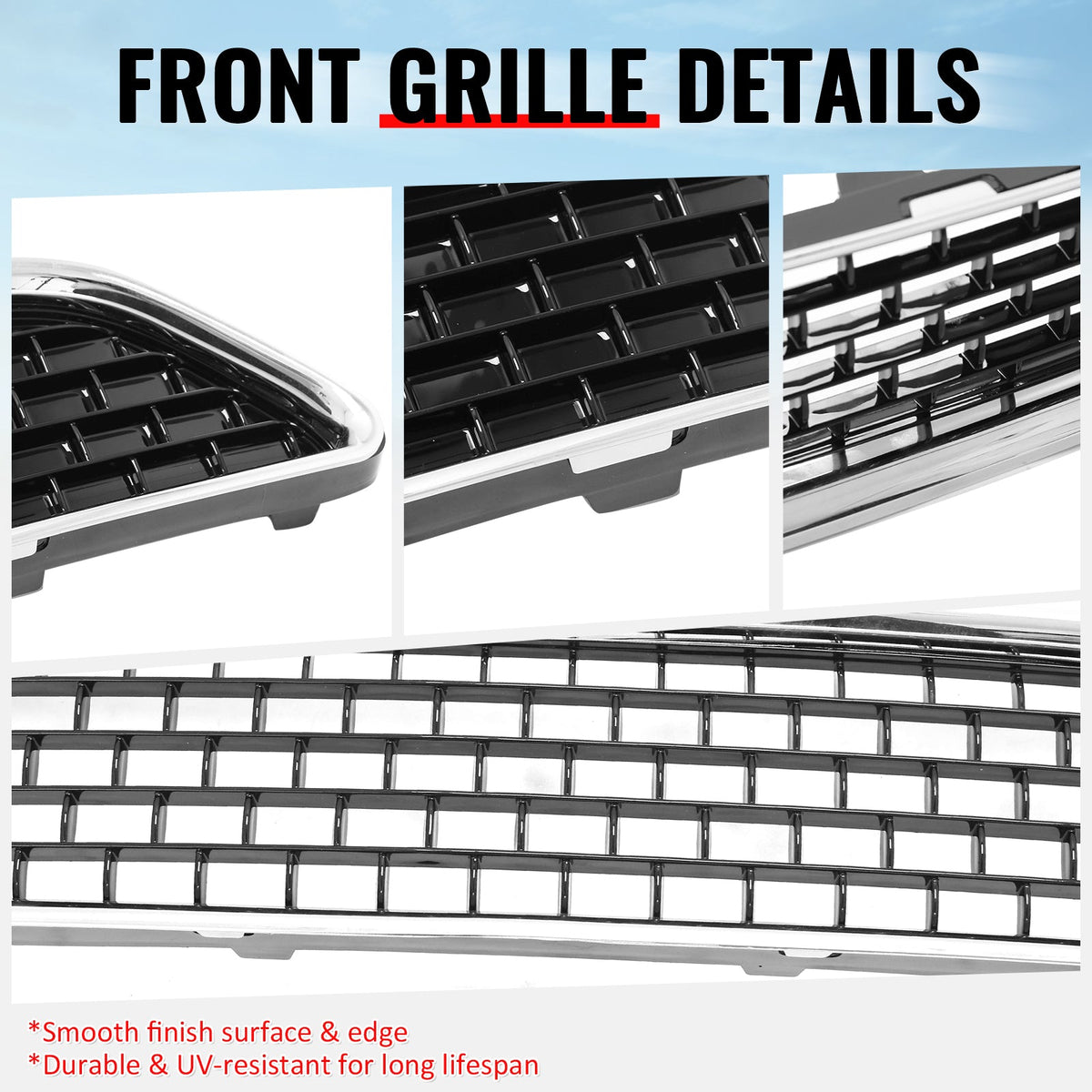 2011-2014 Chrysler 300 SRT8 Front Bumper Lower Grille SRT8 Style Chrome& Gloss Black ABS Mesh Grill Replacement
