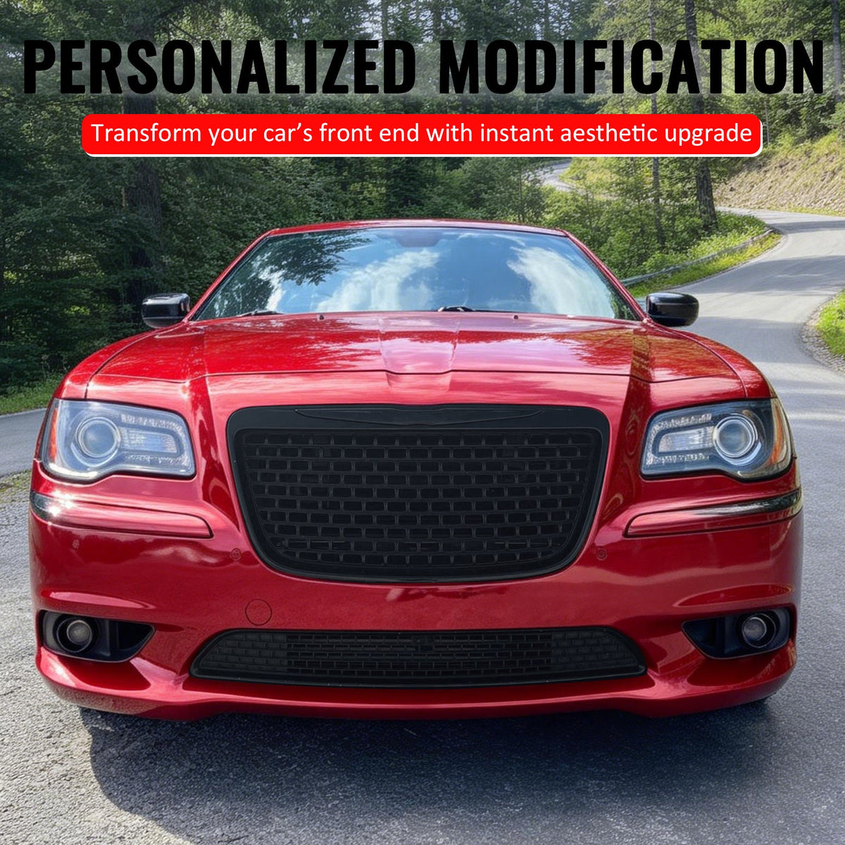 2011-2014 Chrysler 300 SRT8 Front Bumper Lower Grille SRT8 Style Gloss Black ABS Mesh Grill Replacement
