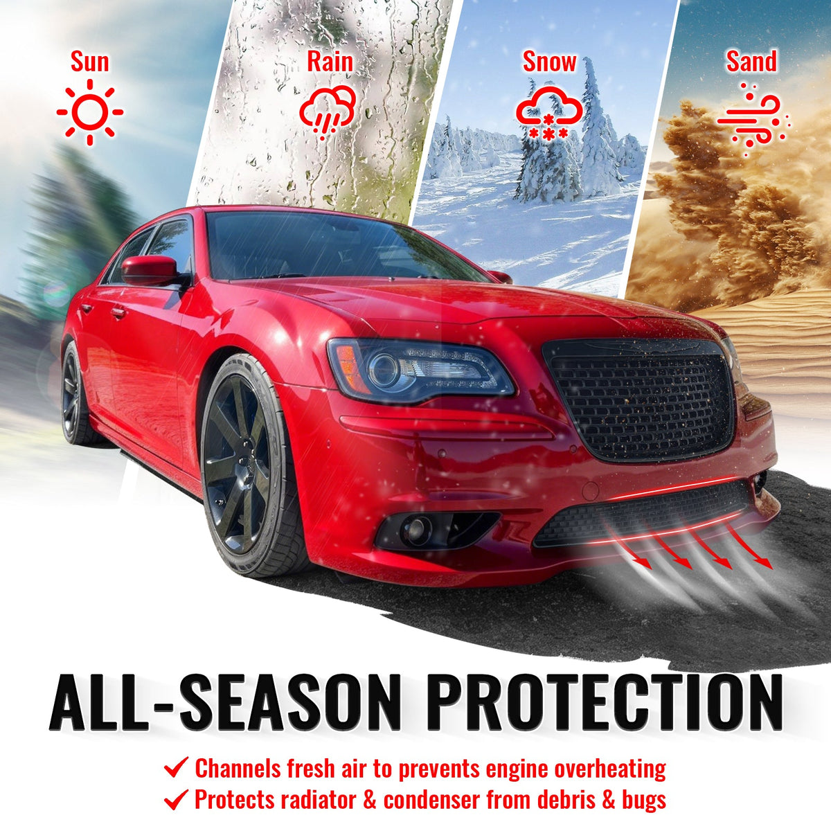 2011-2014 Chrysler 300 SRT8 Front Bumper Lower Grille SRT8 Style Gloss Black ABS Mesh Grill Replacement