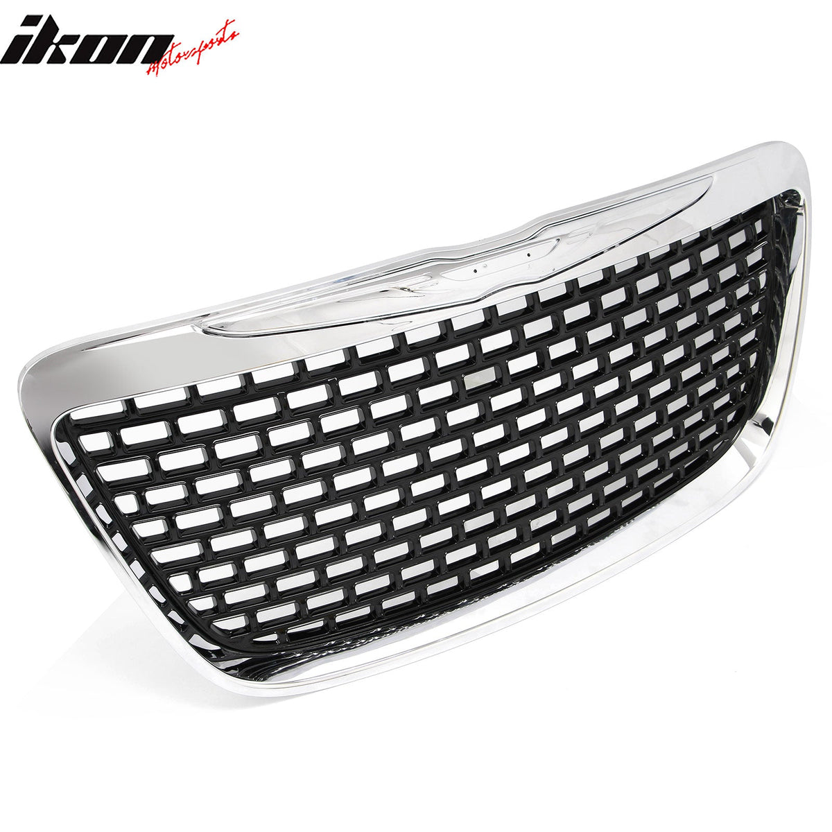 2011-2014 Chrysler 300 SRT8 Style Front Bumper Upper Grille Chrome& Gloss Black ABS Mesh Grill Replacement