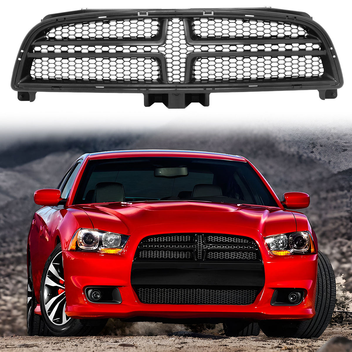 2012-2014 Dodge Charger SRT8 OE Style Unpainted Front Upper Grille ABS