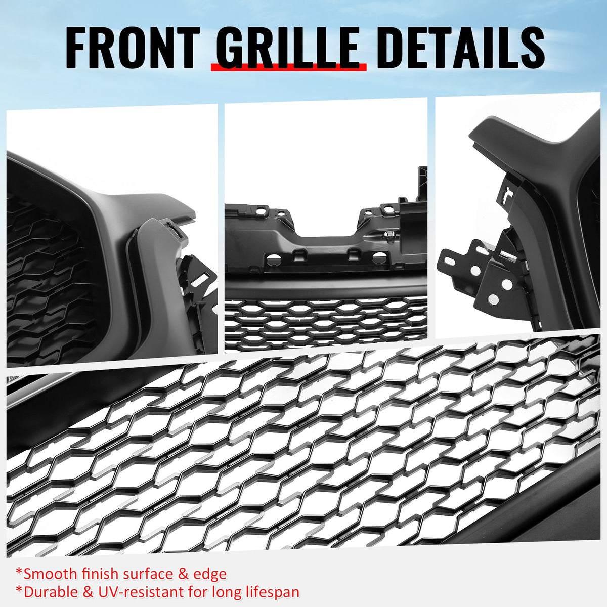 2019-2024 Ram 1500 Longhorn Honeycomb Style Matte Black Front Bumper Grille ABS