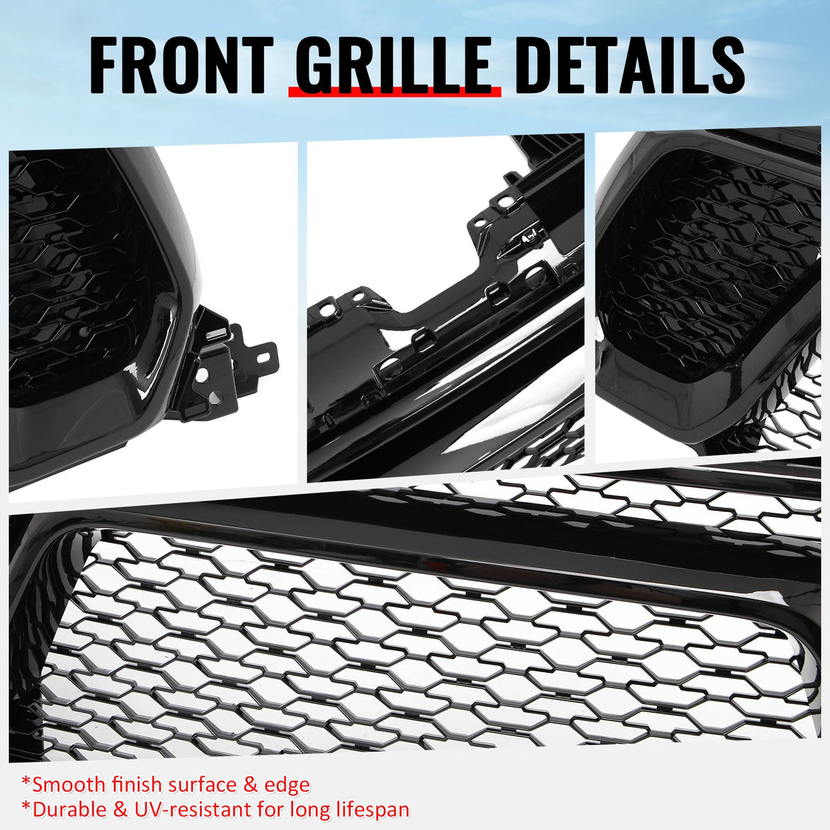 2019-2024 Ram 1500 Rebel OE Style Gloss Black Front Bumper Grille ABS