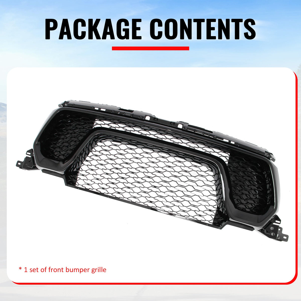 2019-2024 Ram 1500 Rebel OE Style Gloss Black Front Bumper Grille ABS