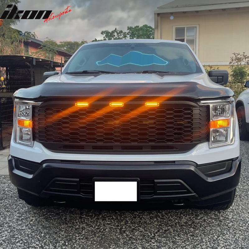 2021-2023 Ford F-150 Grill R Style Front Mesh Car Grille w/ LED ABS