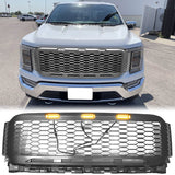 2021-2023 Ford F-150 Grill R Style Front Mesh Car Grille w/ LED ABS